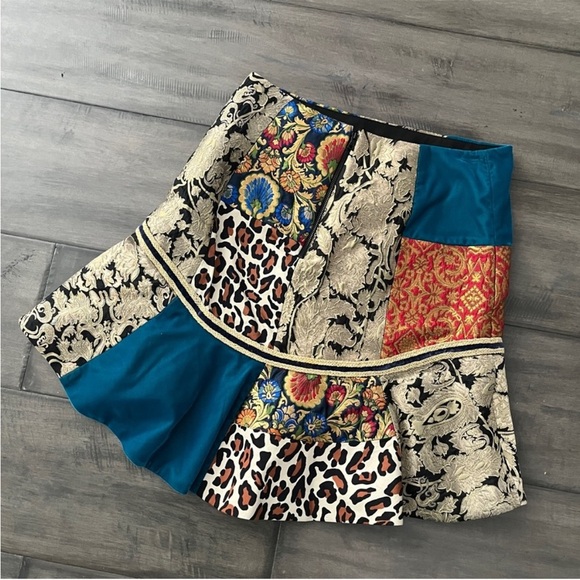 Alice + Olivia Eriko Patchwork Flounce-Hem Skirt & Jeannie Tie Neck Blouse Set - Picture 12 of 16